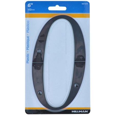 Hillman 6 in. Black Plastic Nail-On Number 0 1 pc, PK3 847374